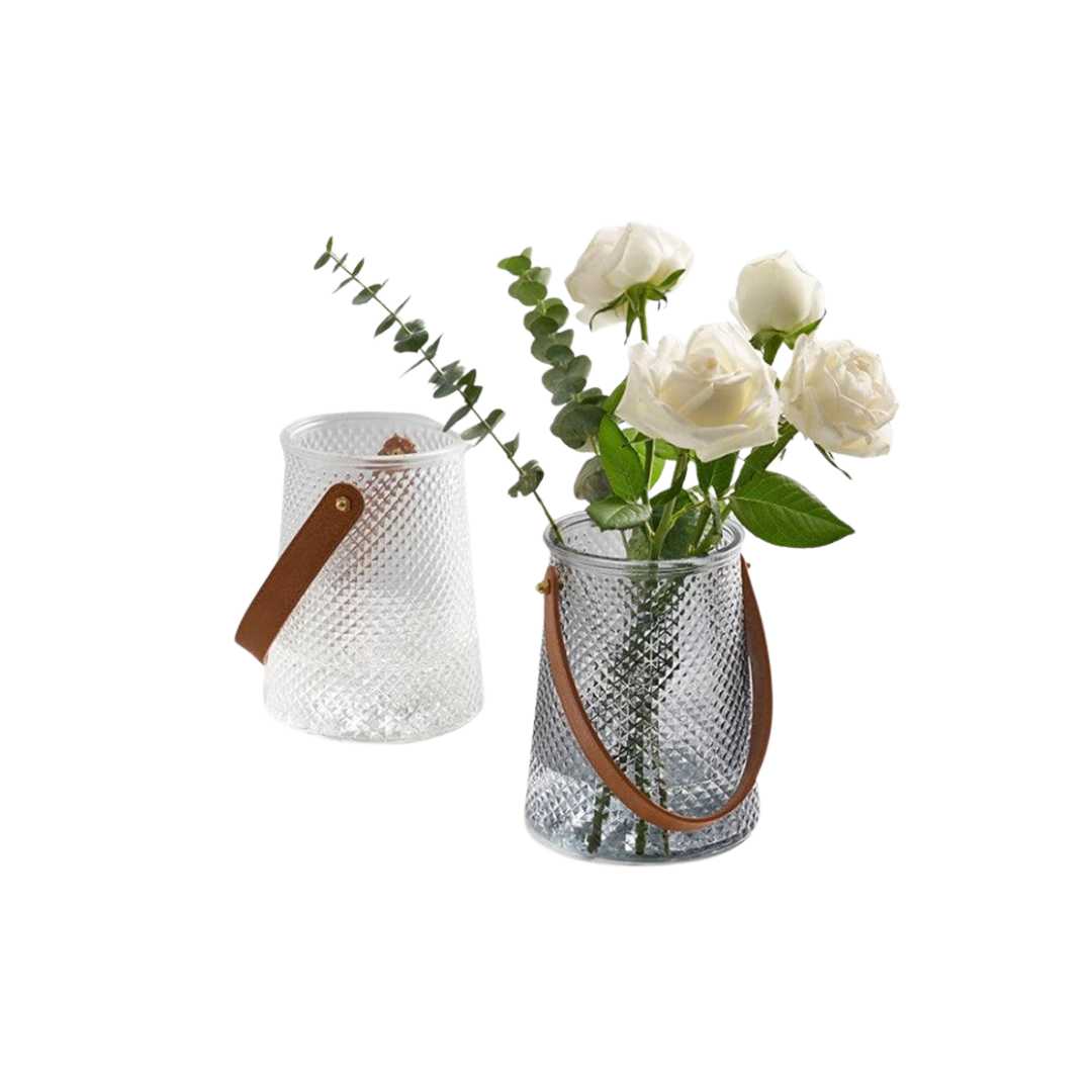 Hommfer – Ensemble de Vases Créatifs en Verre avec Anse en Cuir - Hommfer
