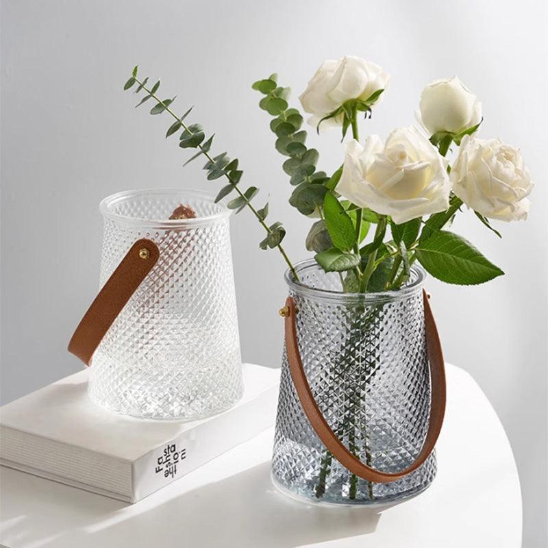 Hommfer – Ensemble de Vases Créatifs en Verre avec Anse en Cuir - Hommfer