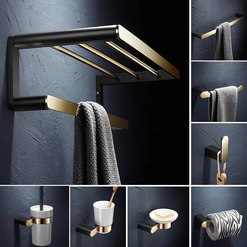 Hommfer – Ensemble Doré et Noir pour Salle de Bain - Hommfer