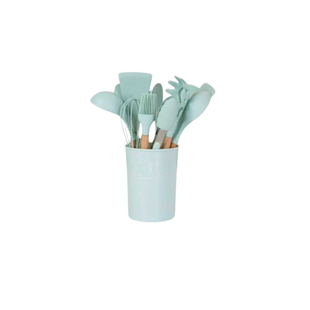 Hommfer – Ensemble d'Ustensiles de Cuisine en Silicone avec Poignées en Bois - Hommfer