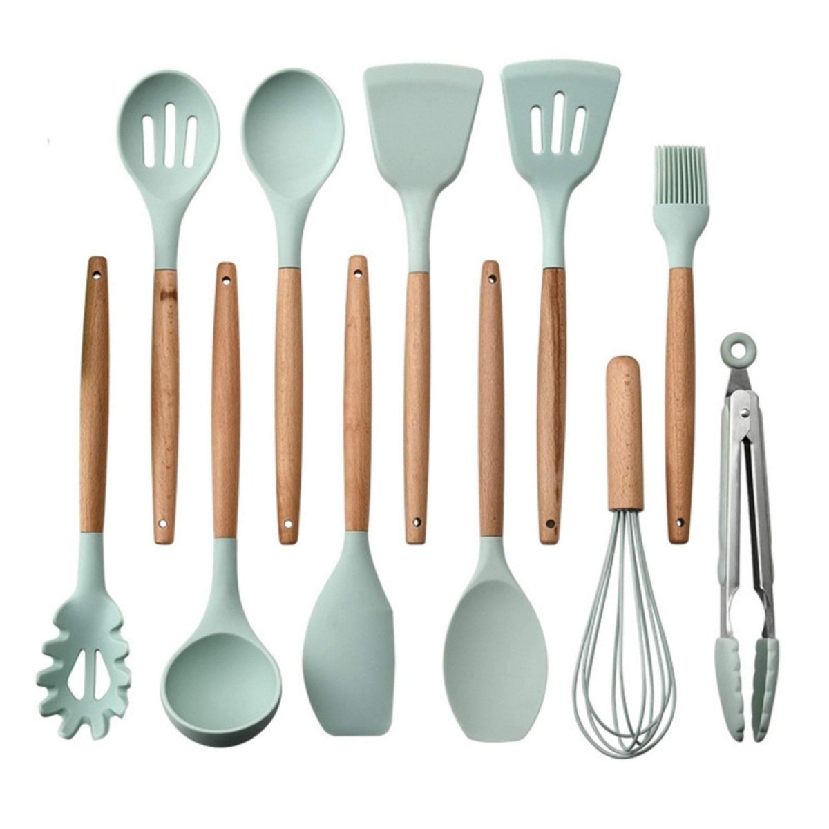Hommfer – Ensemble d'Ustensiles de Cuisine en Silicone avec Poignées en Bois - Hommfer