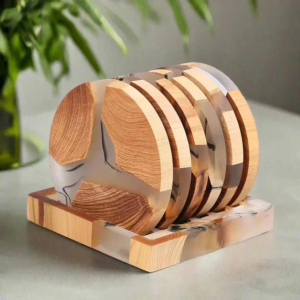 Hommfer – Ensemble Élégant de Sous-verres en Bois Japonais - Hommfer
