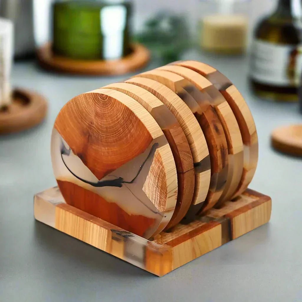 Hommfer – Ensemble Élégant de Sous-verres en Bois Japonais - Hommfer