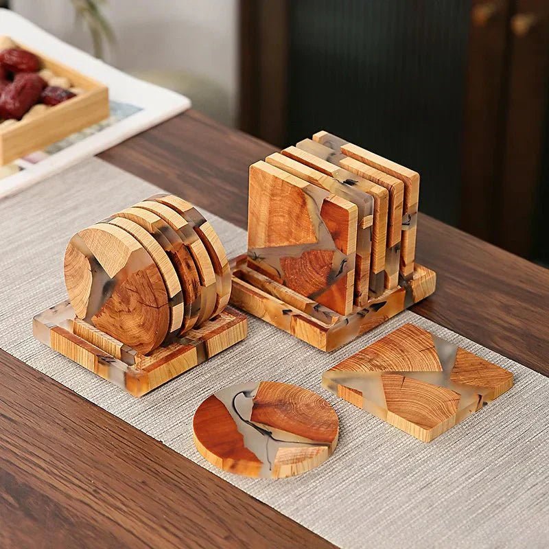 Hommfer – Ensemble Élégant de Sous-verres en Bois Japonais - Hommfer