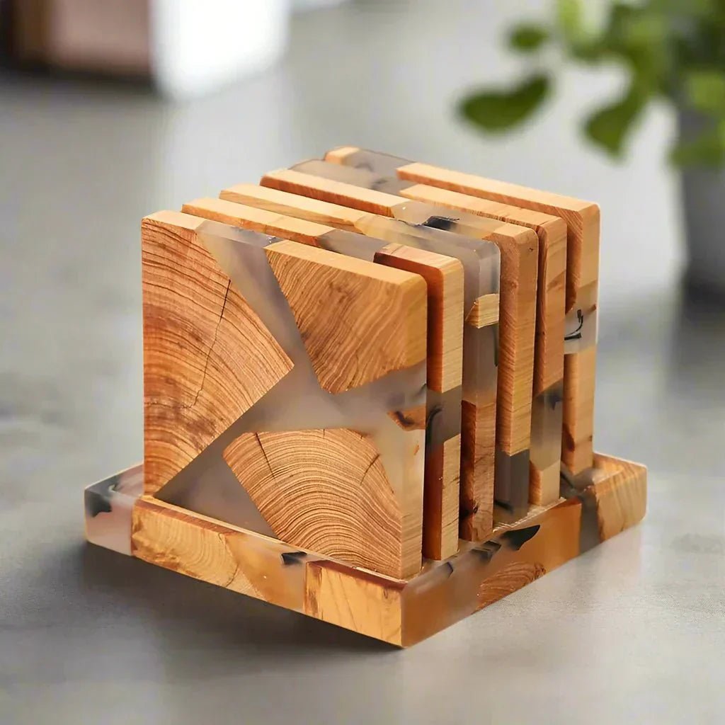 Hommfer – Ensemble Élégant de Sous-verres en Bois Japonais - Hommfer
