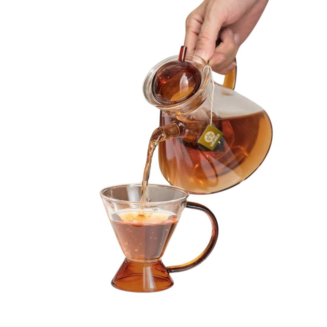 Hommfer – Ensemble théière en verre ambré avec plateau - Hommfer