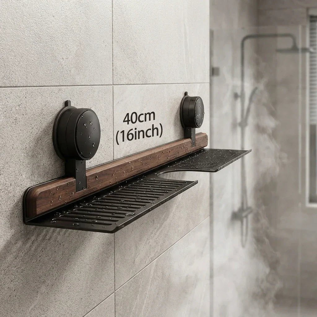 Hommfer – Étagère Élégante en Noyer pour Salle de Bain sans Perçage - Hommfer