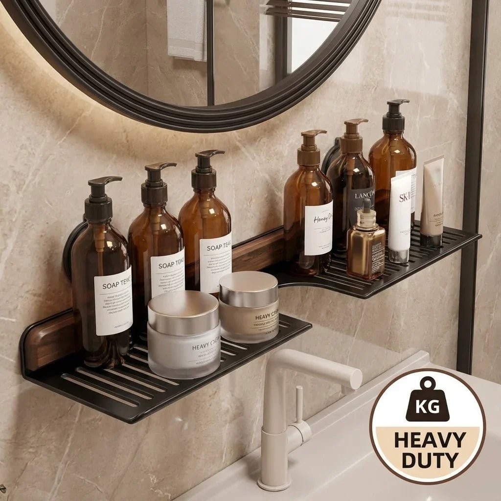 Hommfer – Étagère Élégante en Noyer pour Salle de Bain sans Perçage - Hommfer