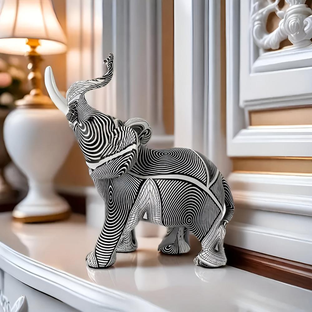 Hommfer - Figurine Éléphant Spirale Noir et Blanc - Hommfer