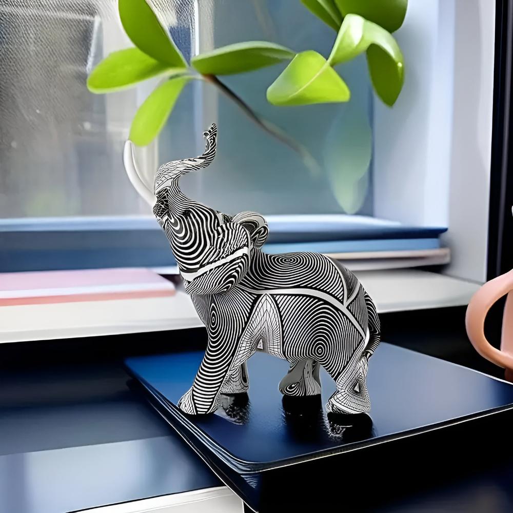 Hommfer - Figurine Éléphant Spirale Noir et Blanc - Hommfer