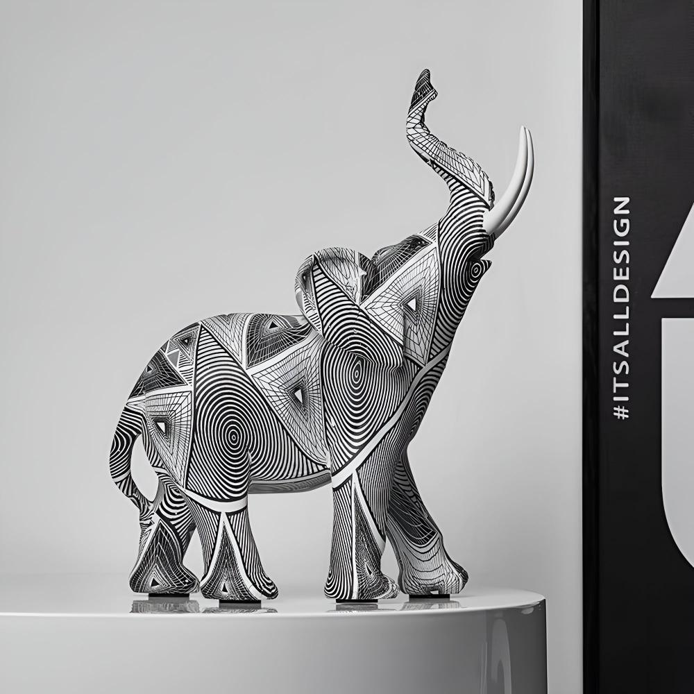 Hommfer - Figurine Éléphant Spirale Noir et Blanc - Hommfer