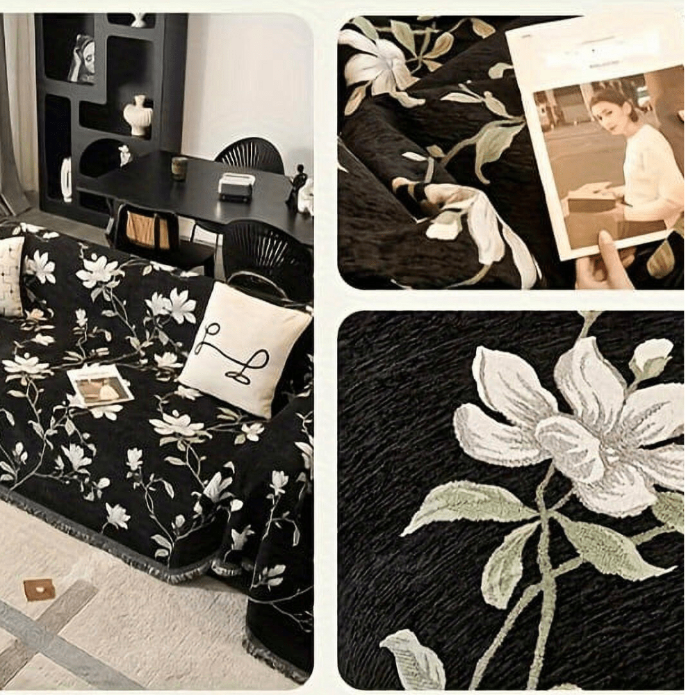 Hommfer - Housse de Canapé en Chenille Fleurie Vintage - Hommfer