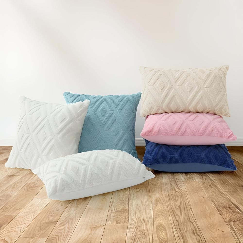 Hommfer - Housse de Coussin à Motif Diamant 3D en Coton et Lin pour Salon - Hommfer