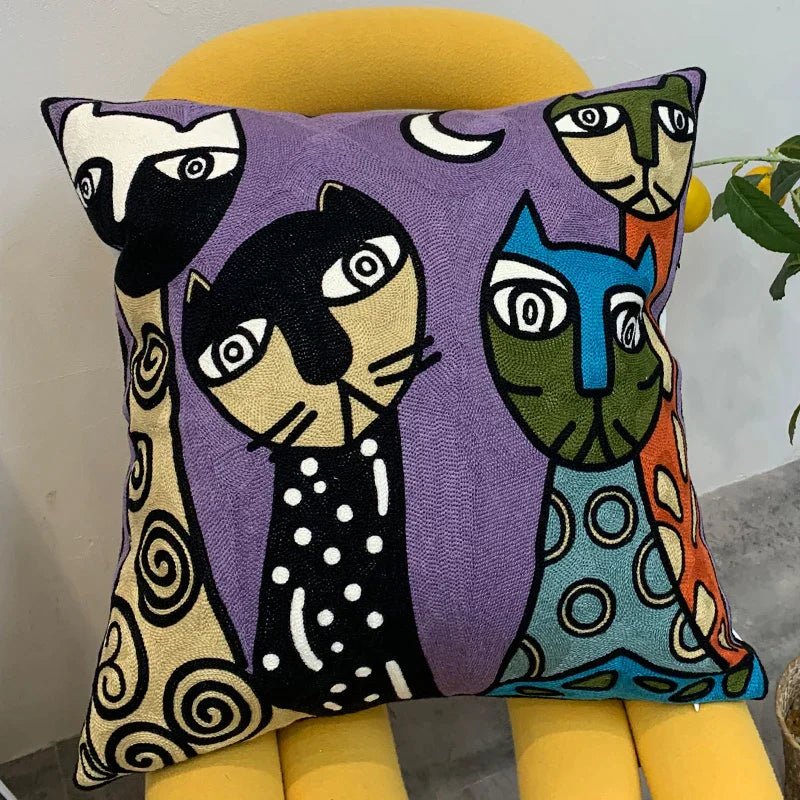 Hommfer – Housse de Coussin Brodée Abstraite Style Picasso - Hommfer