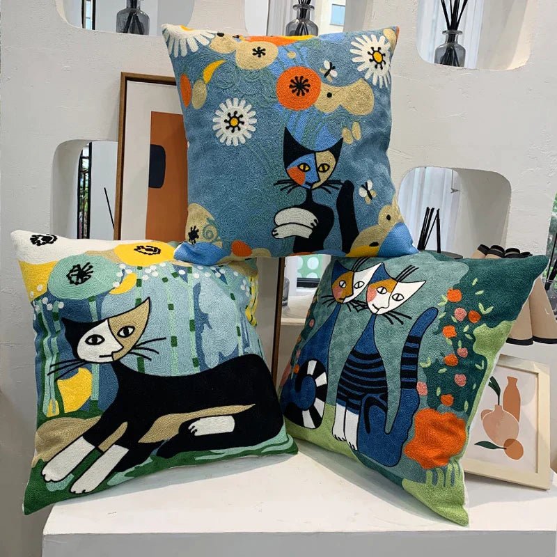 Hommfer – Housse de Coussin Brodée Abstraite Style Picasso - Hommfer