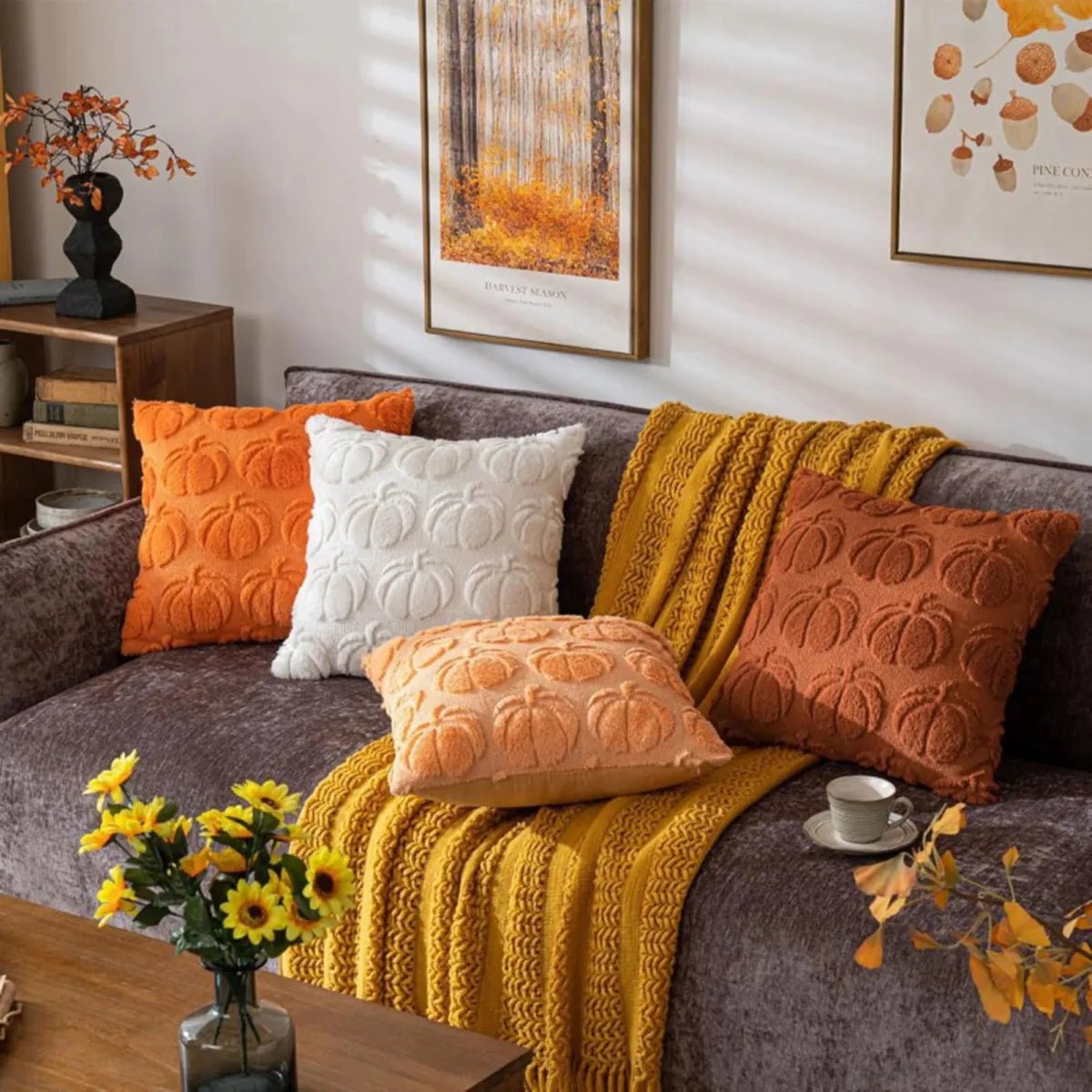 Hommfer – Housse de Coussin en Fausse Fourrure Citrouille - Hommfer