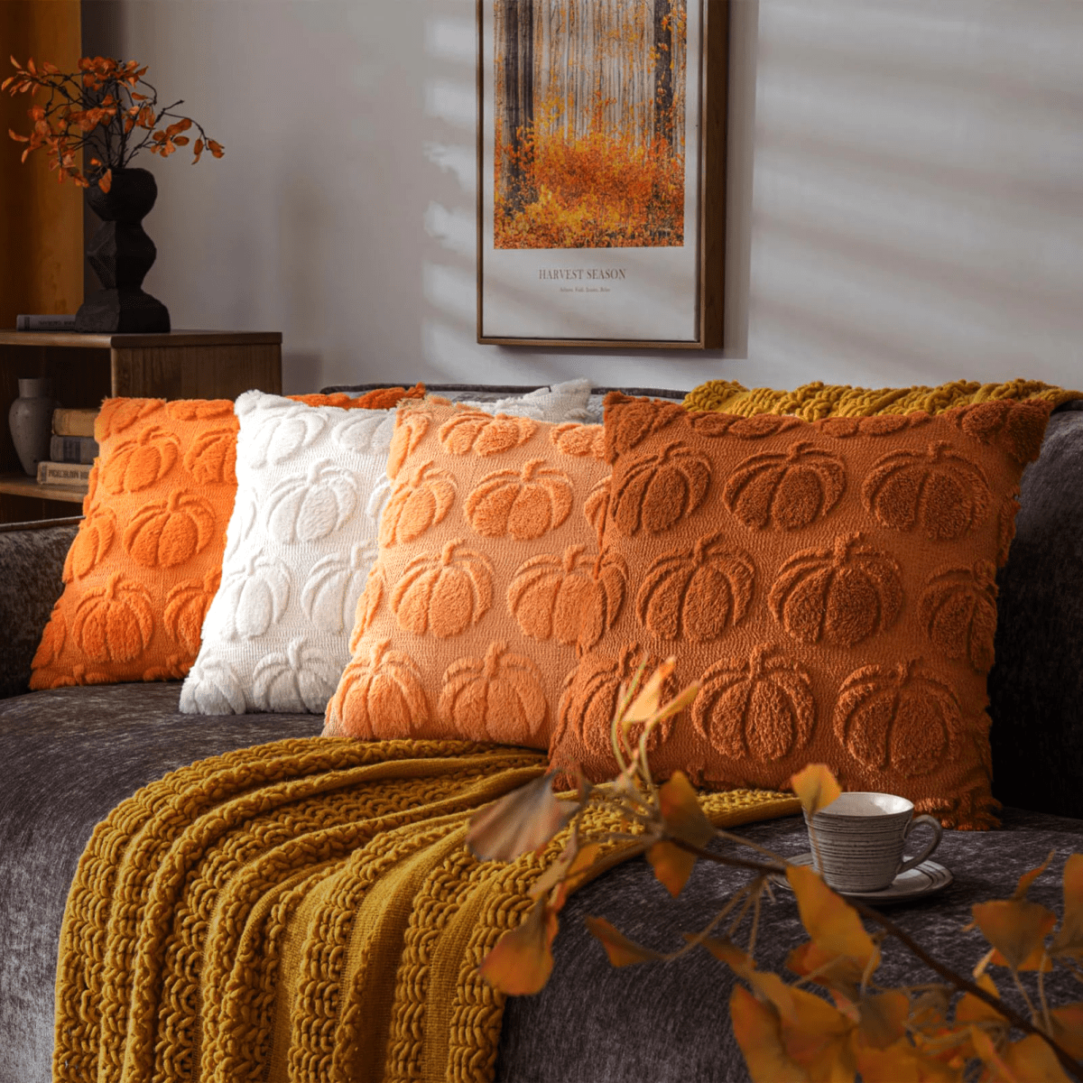 Hommfer – Housse de Coussin en Fausse Fourrure Citrouille - Hommfer
