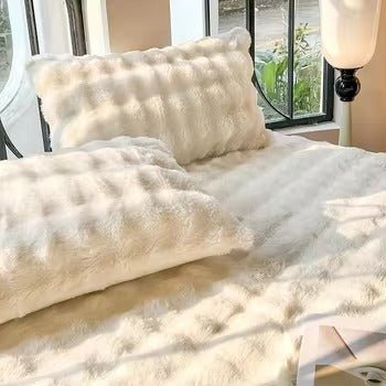 Hommfer – Housse de Coussin Ondulée en Fausse Fourrure de Lapin Ultra Douce - Hommfer