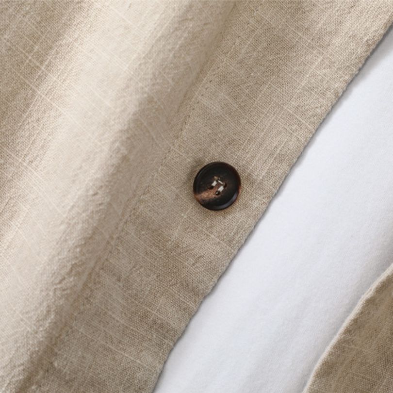 Hommfer - Kenzo Men’s Linen-Cotton Blend Shirt with Japanese-Inspired Design for Casual and Formal Wear - Hommfer