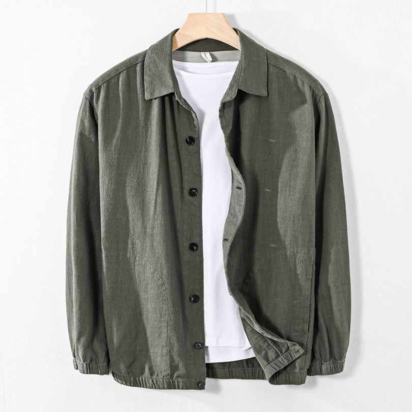 Hommfer - Kenzo Men’s Linen-Cotton Blend Shirt with Japanese-Inspired Design for Casual and Formal Wear - Hommfer