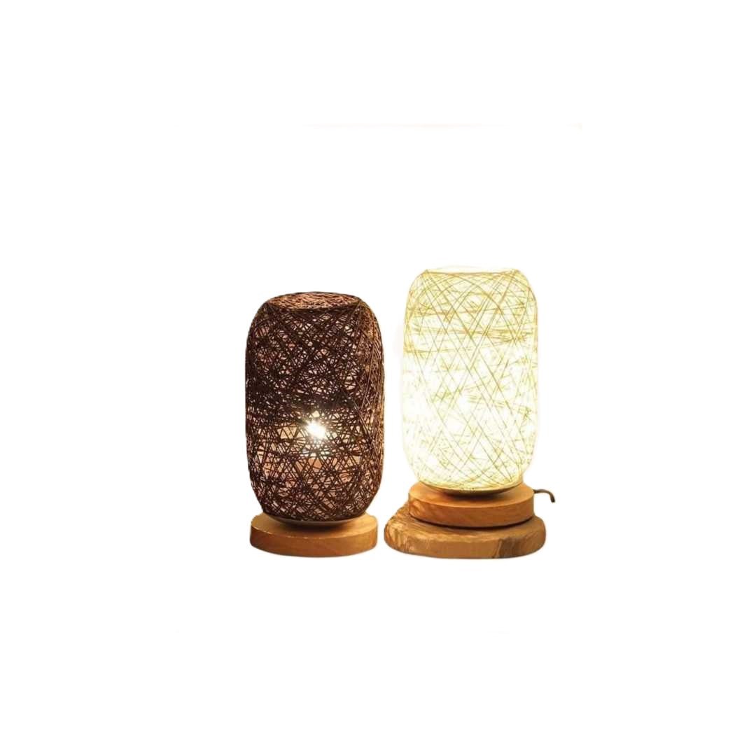 Hommfer – Lampe de Table en Rotin et Bois avec Lumière Douce - Hommfer