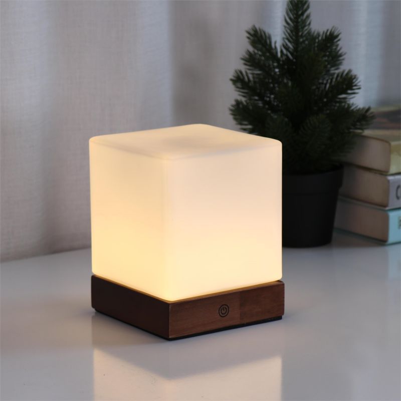 Hommfer – Lampe de Table Minimaliste avec Détails en Bois et Verre Mat - Hommfer