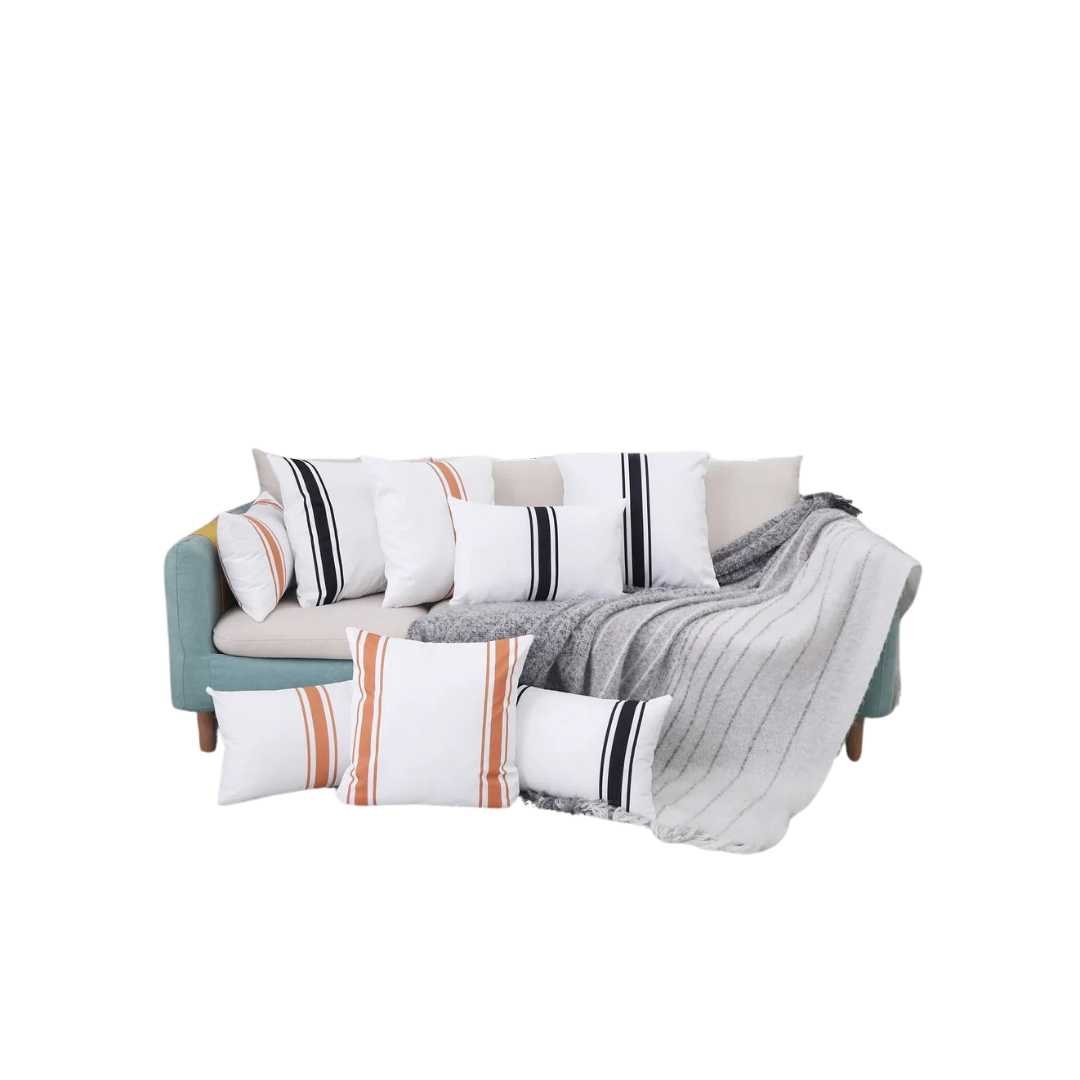 Hommfer - Lot de 2 Housses de Coussin Imperméables à Rayures Simples pour Salon - Hommfer
