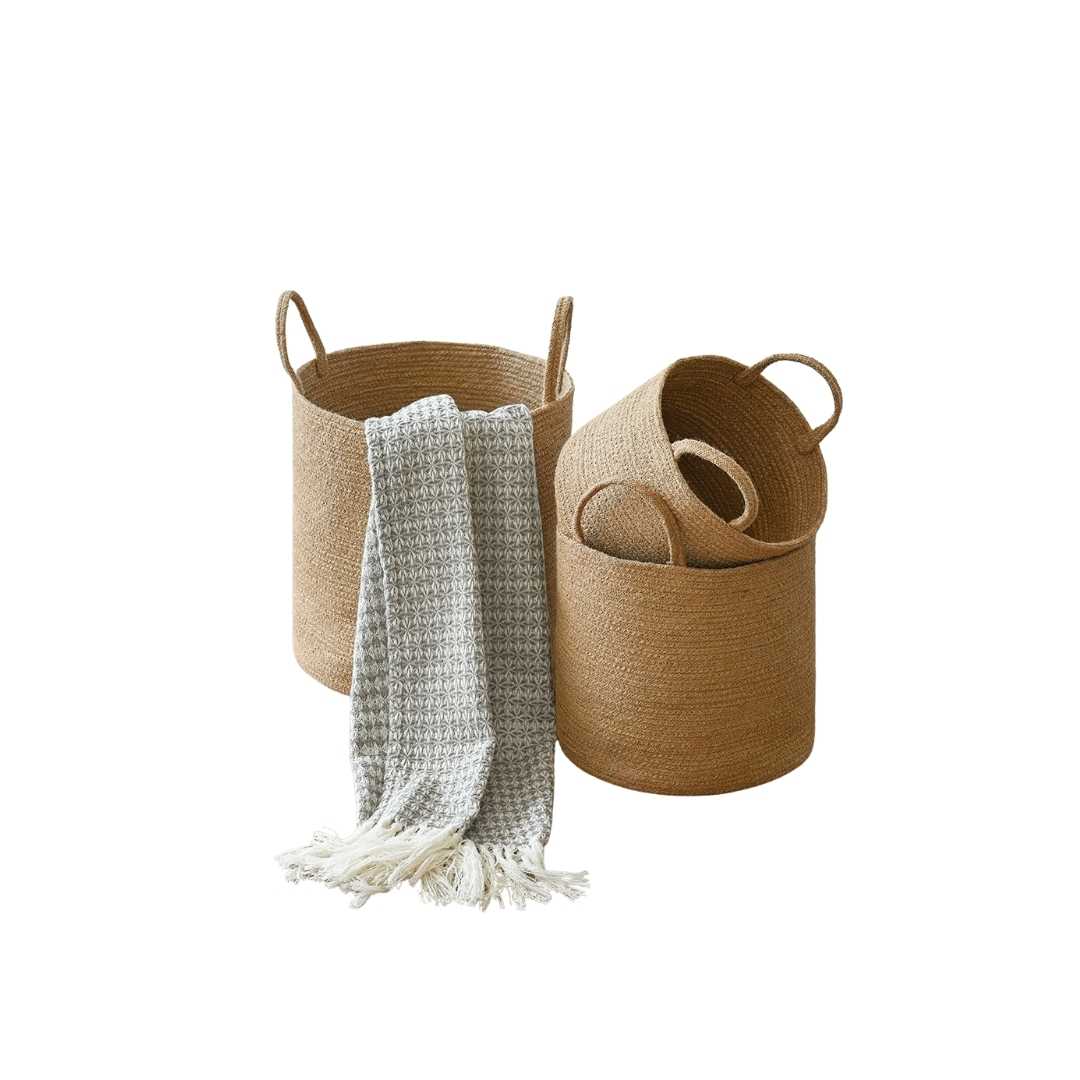 Hommfer – Lot de 3 Bacs de Rangement en Jute avec Poignées - Hommfer