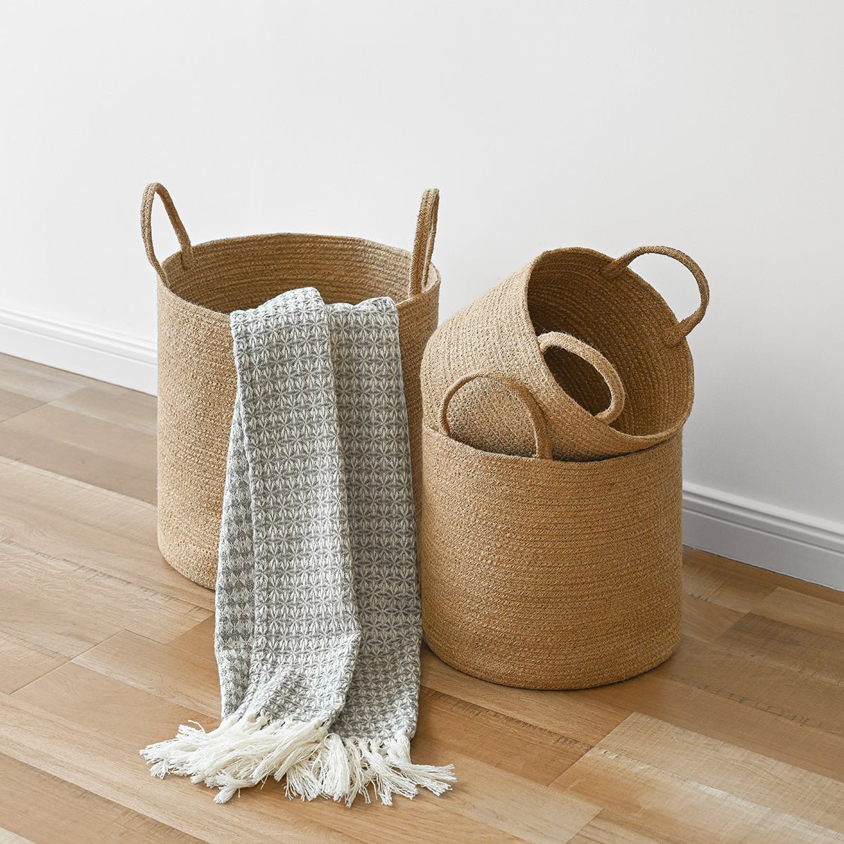 Hommfer – Lot de 3 Bacs de Rangement en Jute avec Poignées - Hommfer