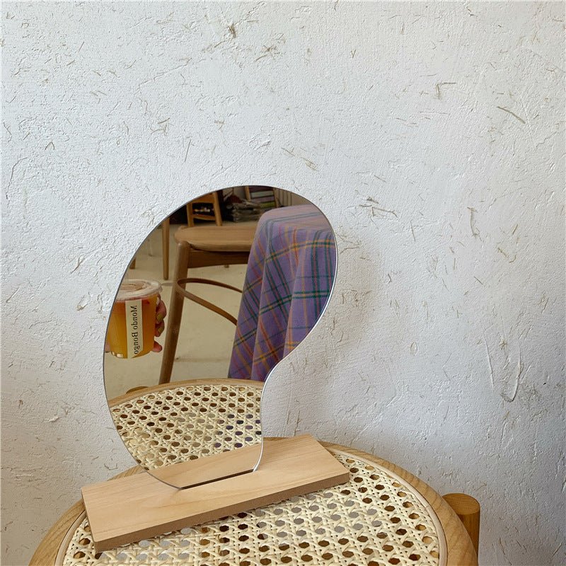Hommfer – Miroir Abstrait en Verre sur Socle en Bois - Hommfer