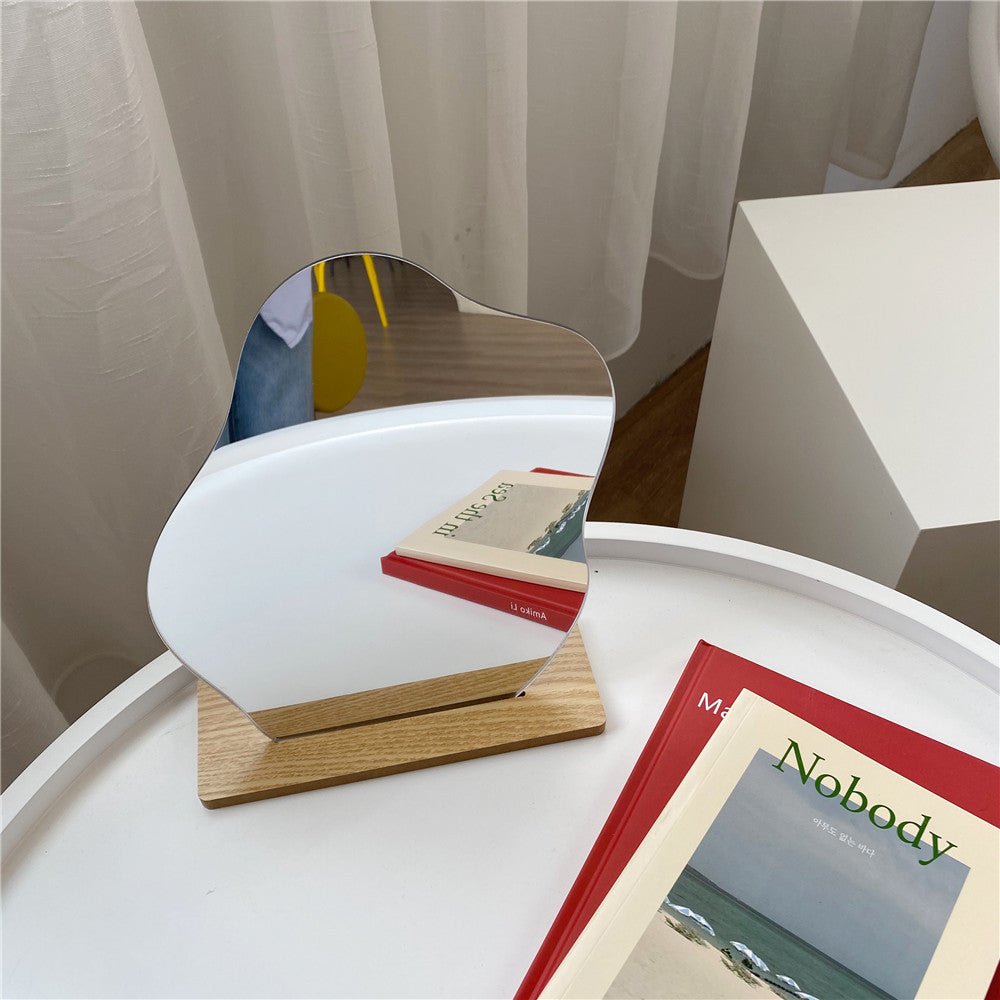 Hommfer – Miroir Abstrait en Verre sur Socle en Bois - Hommfer