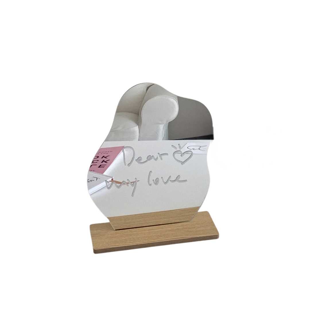 Hommfer – Miroir Abstrait en Verre sur Socle en Bois - Hommfer