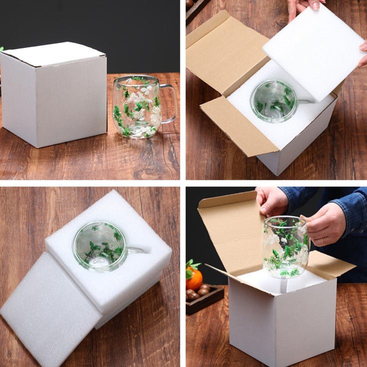 Hommfer – Mug en Verre Élégant avec Fleurs Séchées à Double Paroi - Hommfer