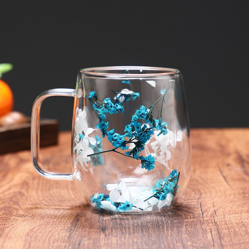 Hommfer – Mug en Verre Élégant avec Fleurs Séchées à Double Paroi - Hommfer
