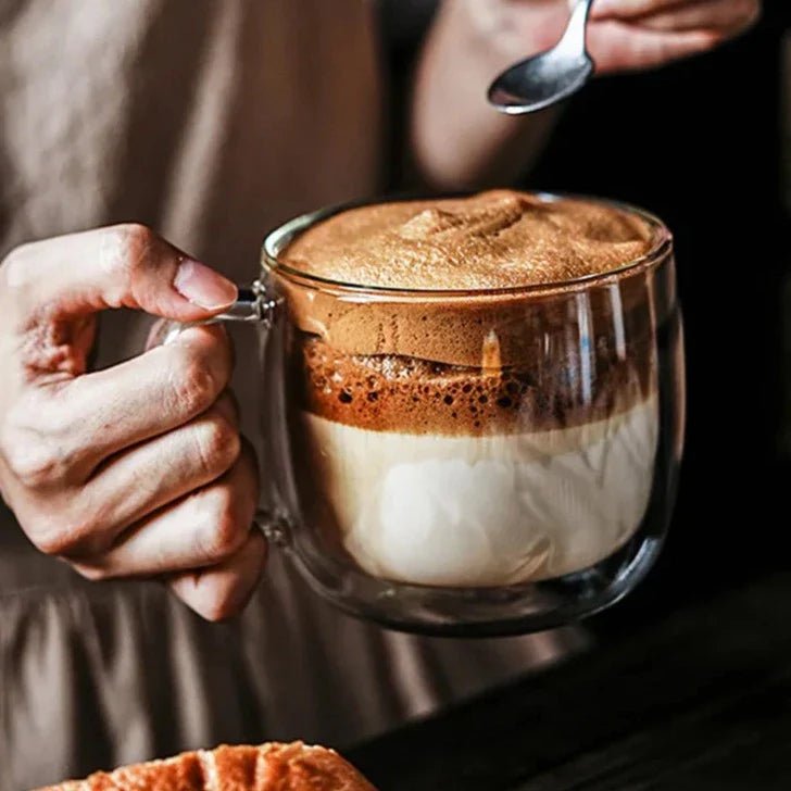 Hommfer - Mug en Verre Soufflé 450 mL - Anse Ergonomique & Compatible Micro-Ondes - Hommfer