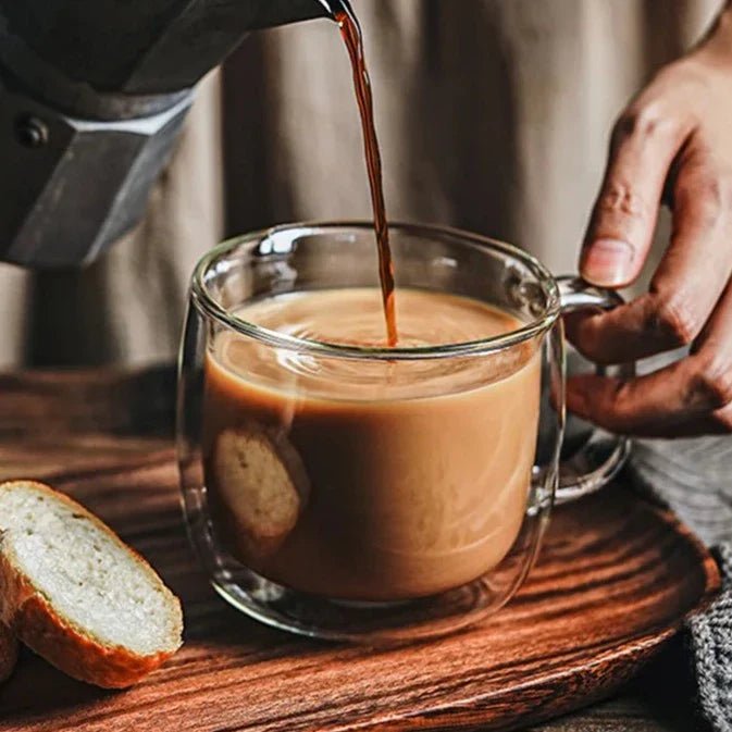 Hommfer - Mug en Verre Soufflé 450 mL - Anse Ergonomique & Compatible Micro-Ondes - Hommfer