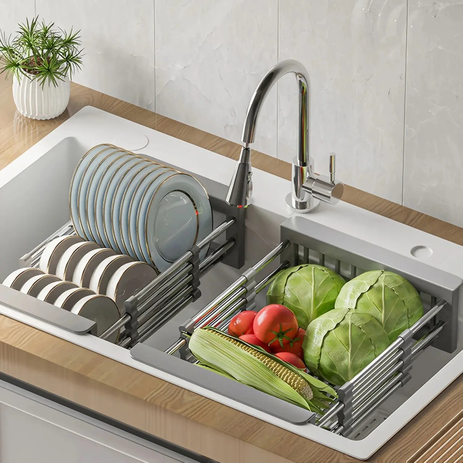 Hommfer – Panier de Drainage Extensible en Acier Inoxydable - Hommfer