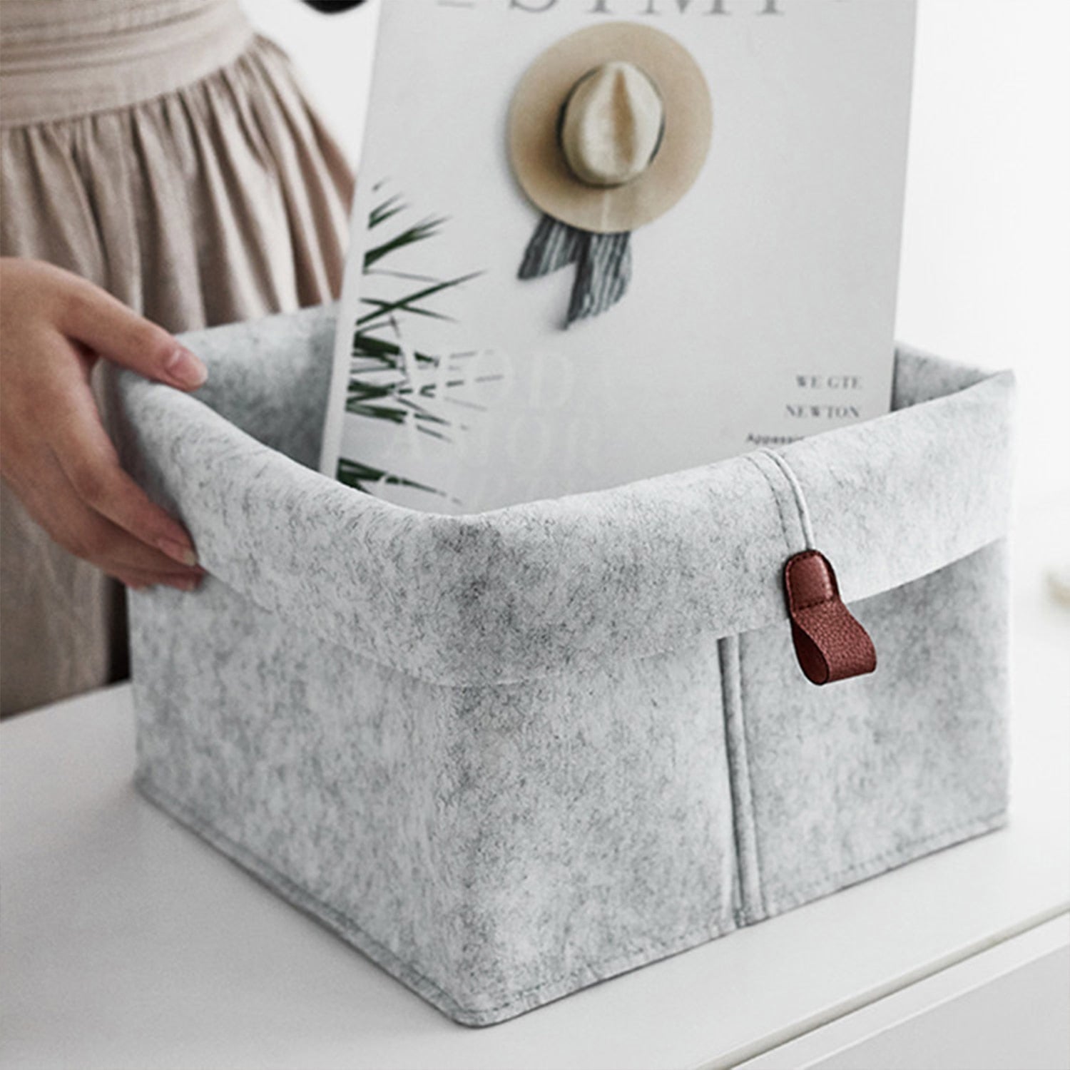 Hommfer - Paniers de Rangement en Feutre - Bord Repliable & Organisation Facile - Hommfer