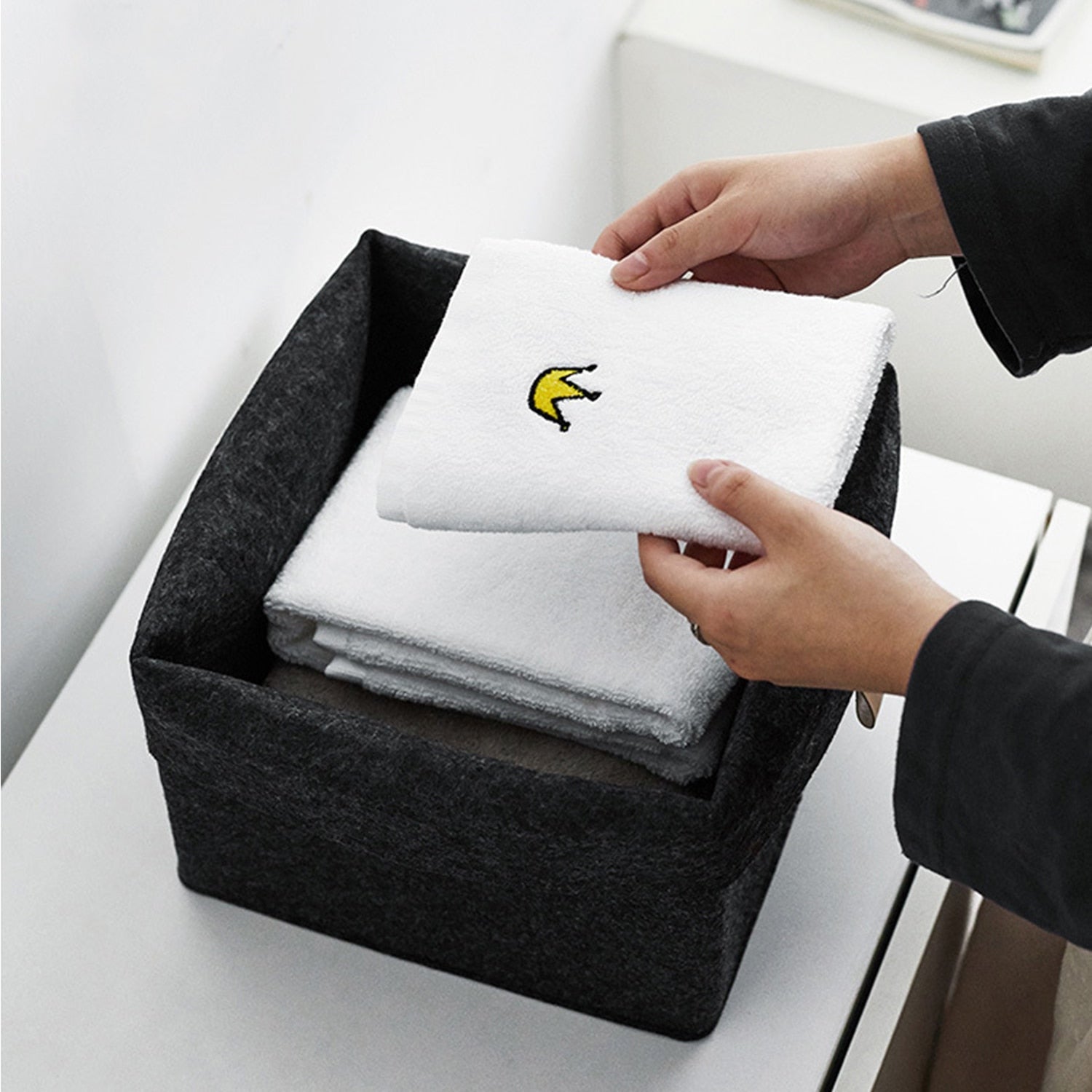 Hommfer - Paniers de Rangement en Feutre - Bord Repliable & Organisation Facile - Hommfer