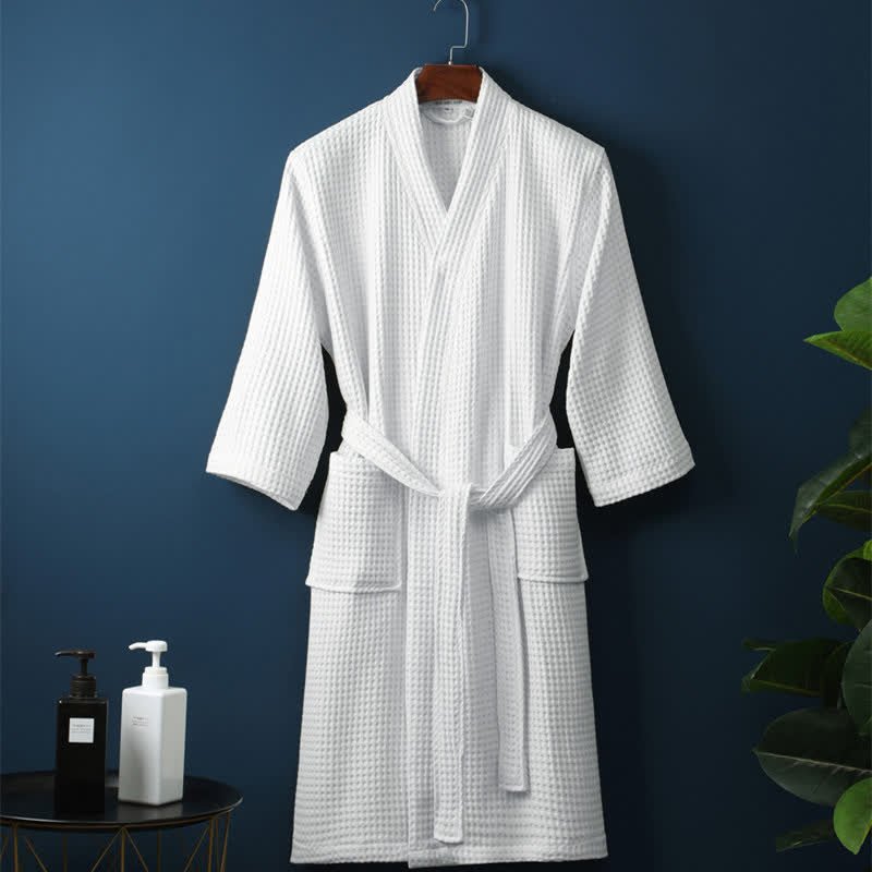 Hommfer – Peignoir en Coton Gaufré à Col en V - Hommfer