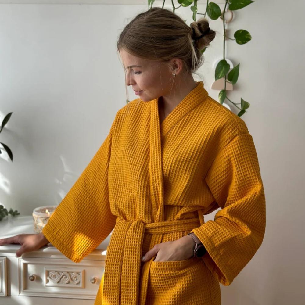 Hommfer – Peignoir en Coton Gaufré à Col en V - Hommfer