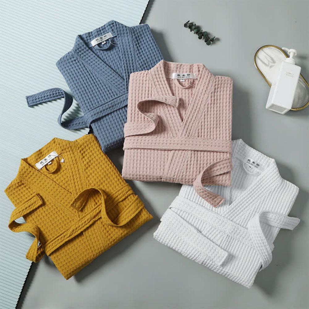 Hommfer – Peignoir en Coton Gaufré à Col en V - Hommfer