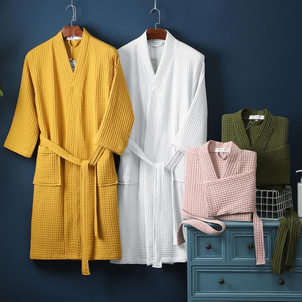 Hommfer – Peignoir en Coton Gaufré à Col en V - Hommfer