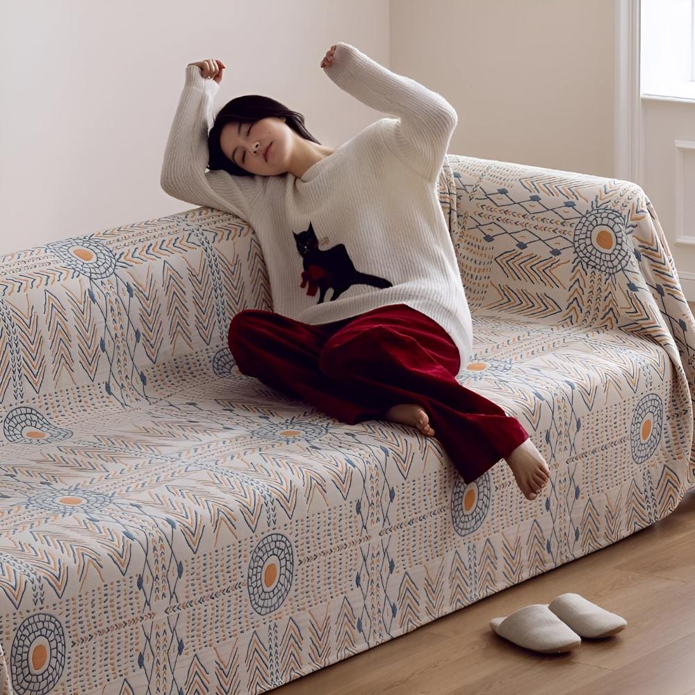 Hommfer – Plaid Coton Réversible Élégant - Hommfer