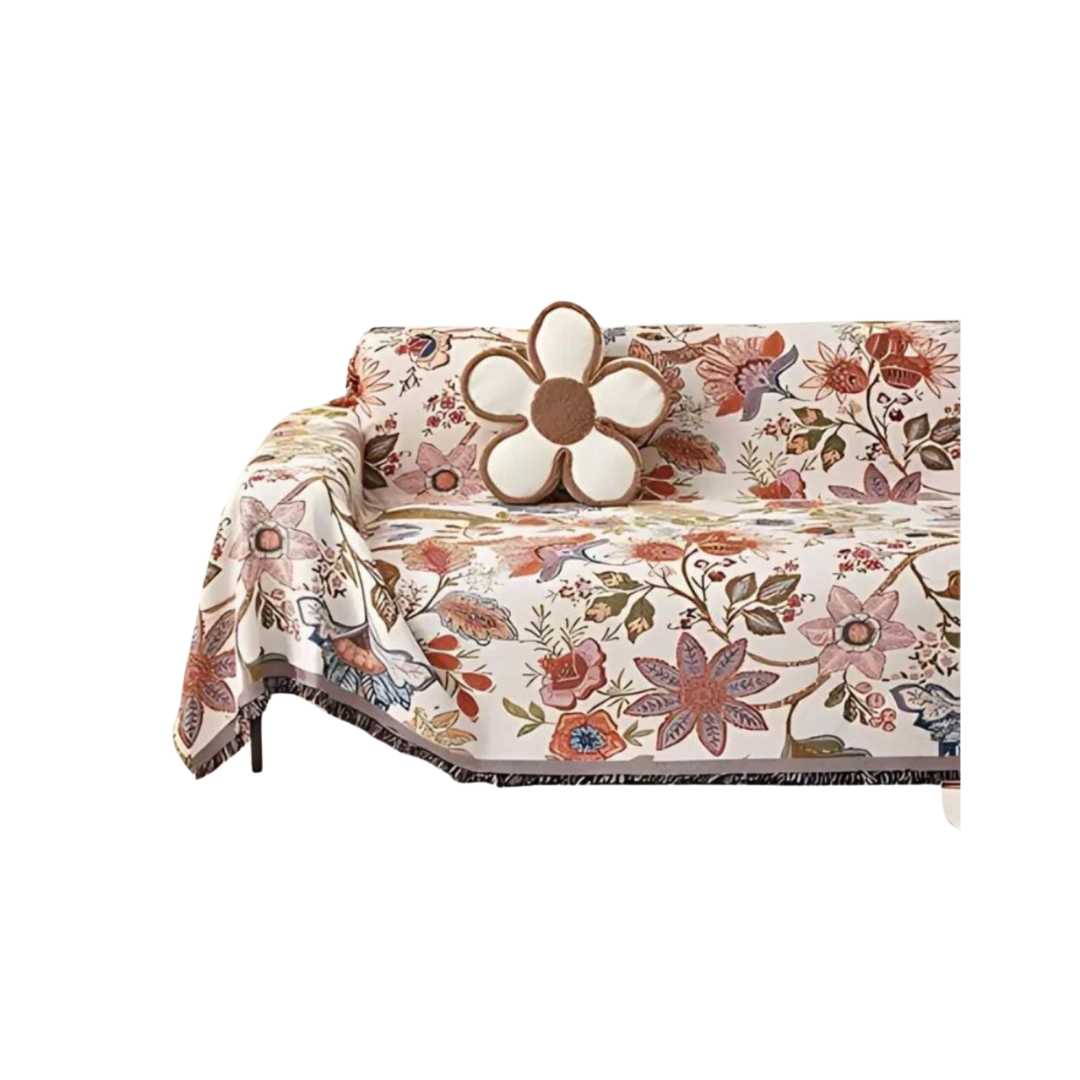 Hommfer - Plaid Fleuri avec Franges Rustiques - Hommfer