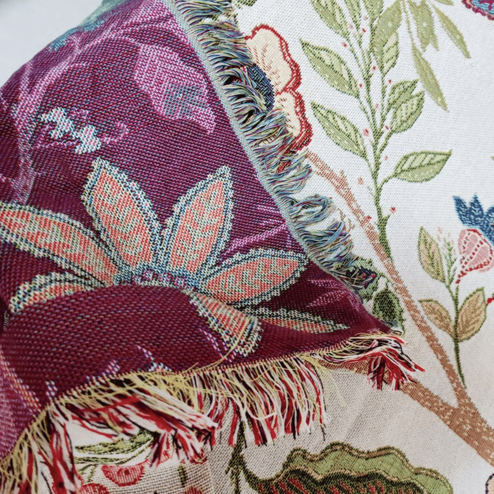 Hommfer - Plaid Fleuri avec Franges Rustiques - Hommfer