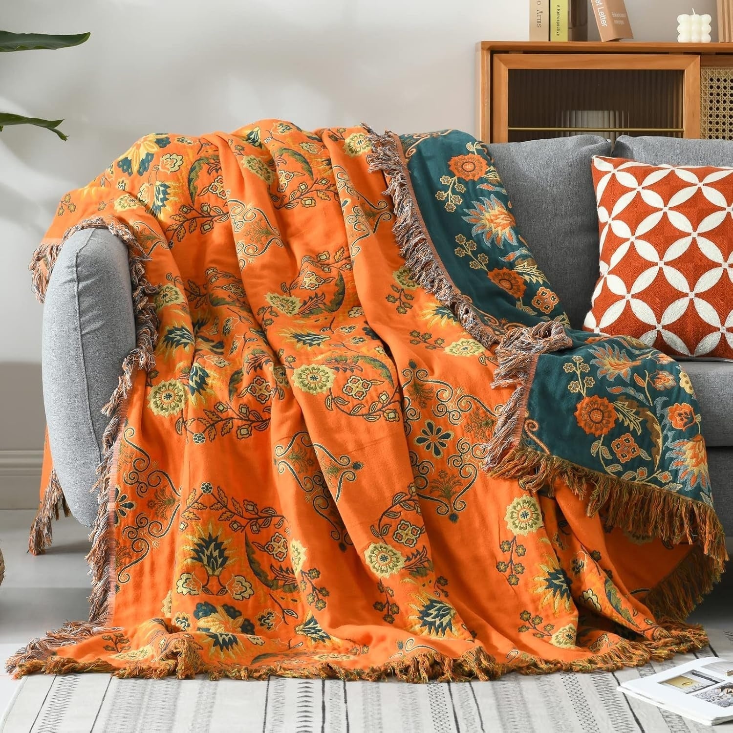 Hommfer – Plaid Réversible Floral en Coton - Hommfer