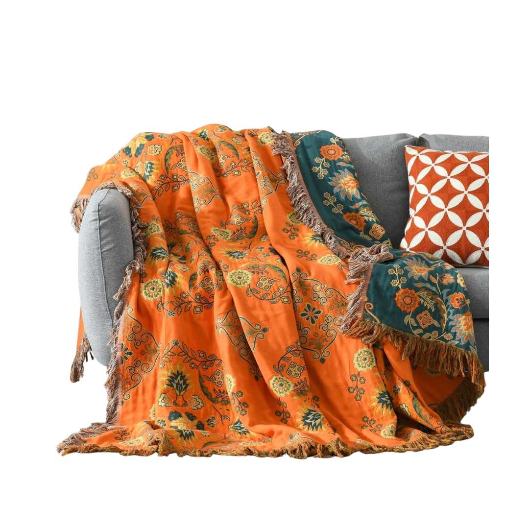 Hommfer – Plaid Réversible Floral en Coton - Hommfer