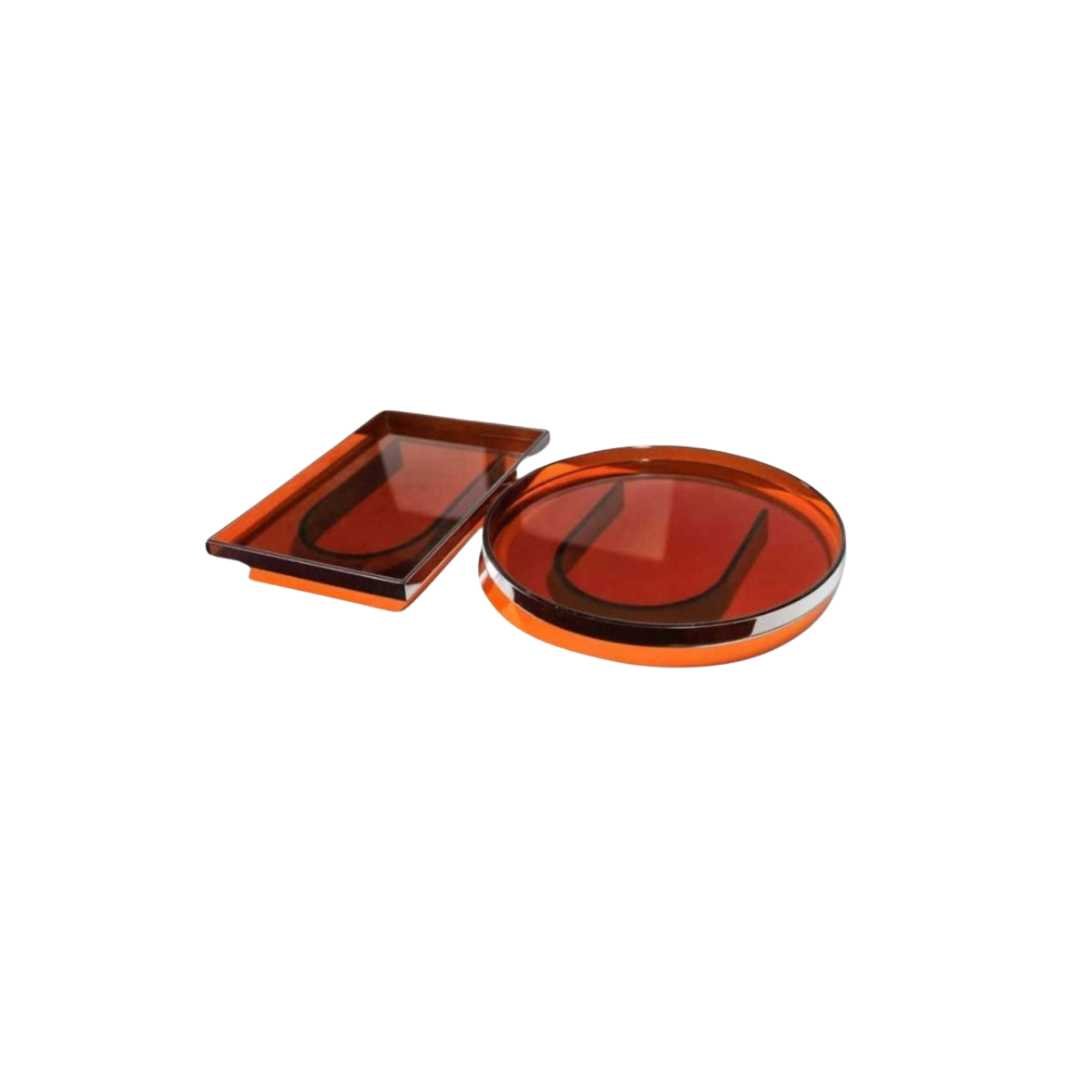 Hommfer - Plateau de Service en Acrylique Rectangulaire et Rond Orange - Hommfer
