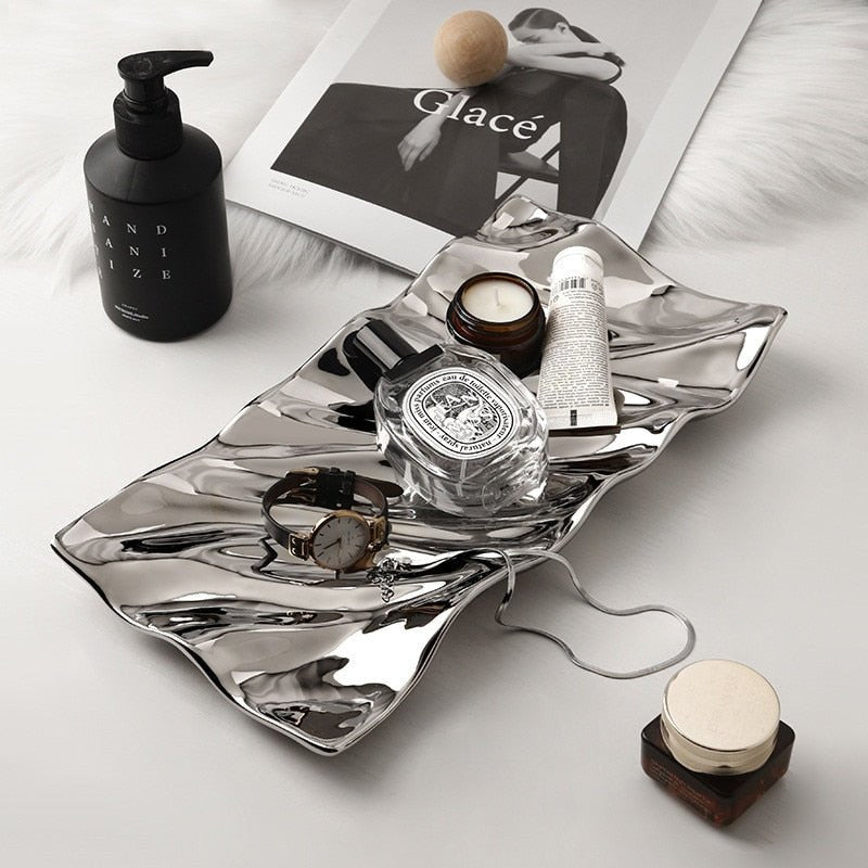 Hommfer – Plateau Décoratif Chromé en Céramique - Hommfer